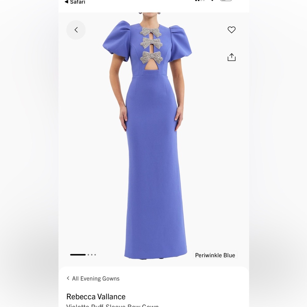 Rebecca Vallance Violette Puff-Sleeve Bow Gown - Black Tie - NWT